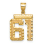 Medium Diamond-cut Number 61 Charm Pendant in Real 14k Yellow Gold
