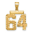 Medium Diamond-cut Number 64 Charm Pendant in Real 14k Yellow Gold