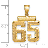 Medium Diamond-cut Number 65 Charm Pendant in Real 14k Yellow Gold
