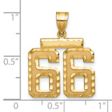 Medium Diamond-cut Number 66 Charm Pendant in Real 14k Yellow Gold