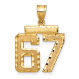 Medium Diamond-cut Number 67 Charm Pendant in Real 14k Yellow Gold