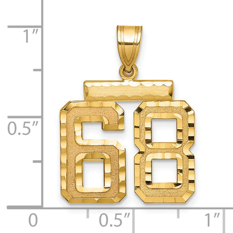 Medium Diamond-cut Number 68 Charm Pendant in Real 14k Yellow Gold