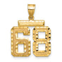 Medium Diamond-cut Number 68 Charm Pendant in Real 14k Yellow Gold