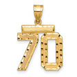 Medium Diamond-cut Number 70 Charm Pendant in Real 14k Yellow Gold