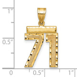 Medium Diamond-cut Number 71 Charm Pendant in Real 14k Yellow Gold