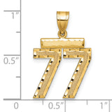 14k Yellow Gold Number 77 Pendant, Double Seven Design, Textured and Polished Finish, Mens Numerology Charm