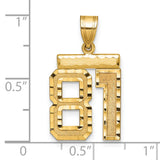 Medium Diamond-cut Number 81 Charm Pendant in Real 14k Yellow Gold