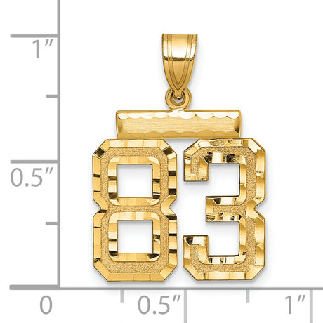 Medium Diamond-cut Number 83 Charm Pendant in Real 14k Yellow Gold