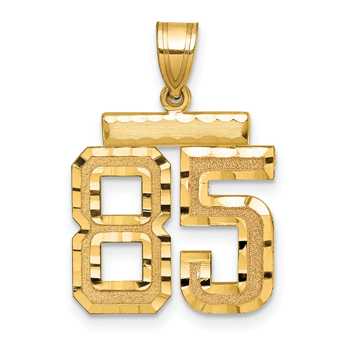 Medium Diamond-cut Number 85 Charm Pendant in Real 14k Yellow Gold