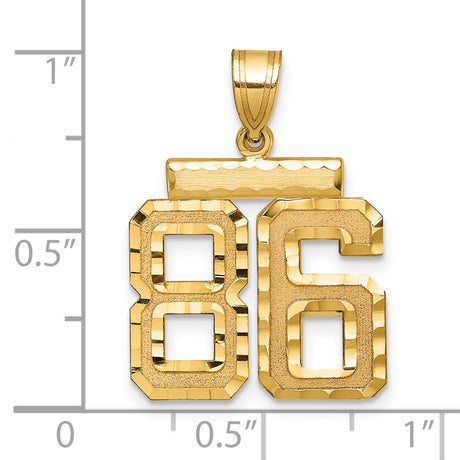 Medium Diamond-cut Number 86 Charm Pendant in Real 14k Yellow Gold
