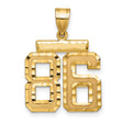 Medium Diamond-cut Number 86 Charm Pendant in Real 14k Yellow Gold