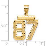Medium Diamond-cut Number 87 Charm Pendant in Real 14k Yellow Gold