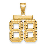 14k Yellow Gold Number 88 Pendant, Diamond Cut Textured Charm, Urban Sports Jewelry for Men