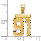 Medium Diamond-cut Number 91 Charm Pendant in Real 14k Yellow Gold