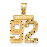 Medium Diamond-cut Number 92 Charm Pendant in Real 14k Yellow Gold