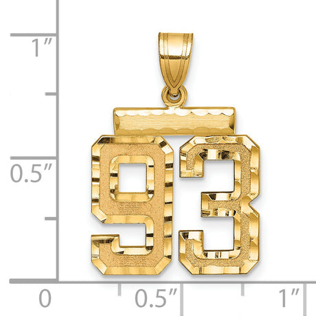 Medium Diamond-cut Number 93 Charm Pendant in Real 14k Yellow Gold