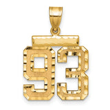 Medium Diamond-cut Number 93 Charm Pendant in Real 14k Yellow Gold