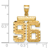 Medium Diamond-cut Number 96 Charm Pendant in Real 14k Yellow Gold