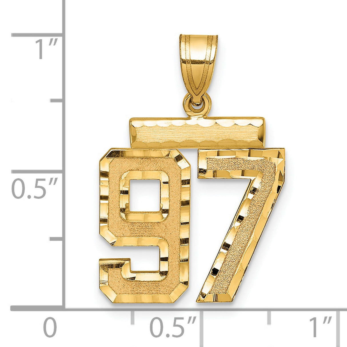 Medium Diamond-cut Number 97 Charm Pendant in Real 14k Yellow Gold