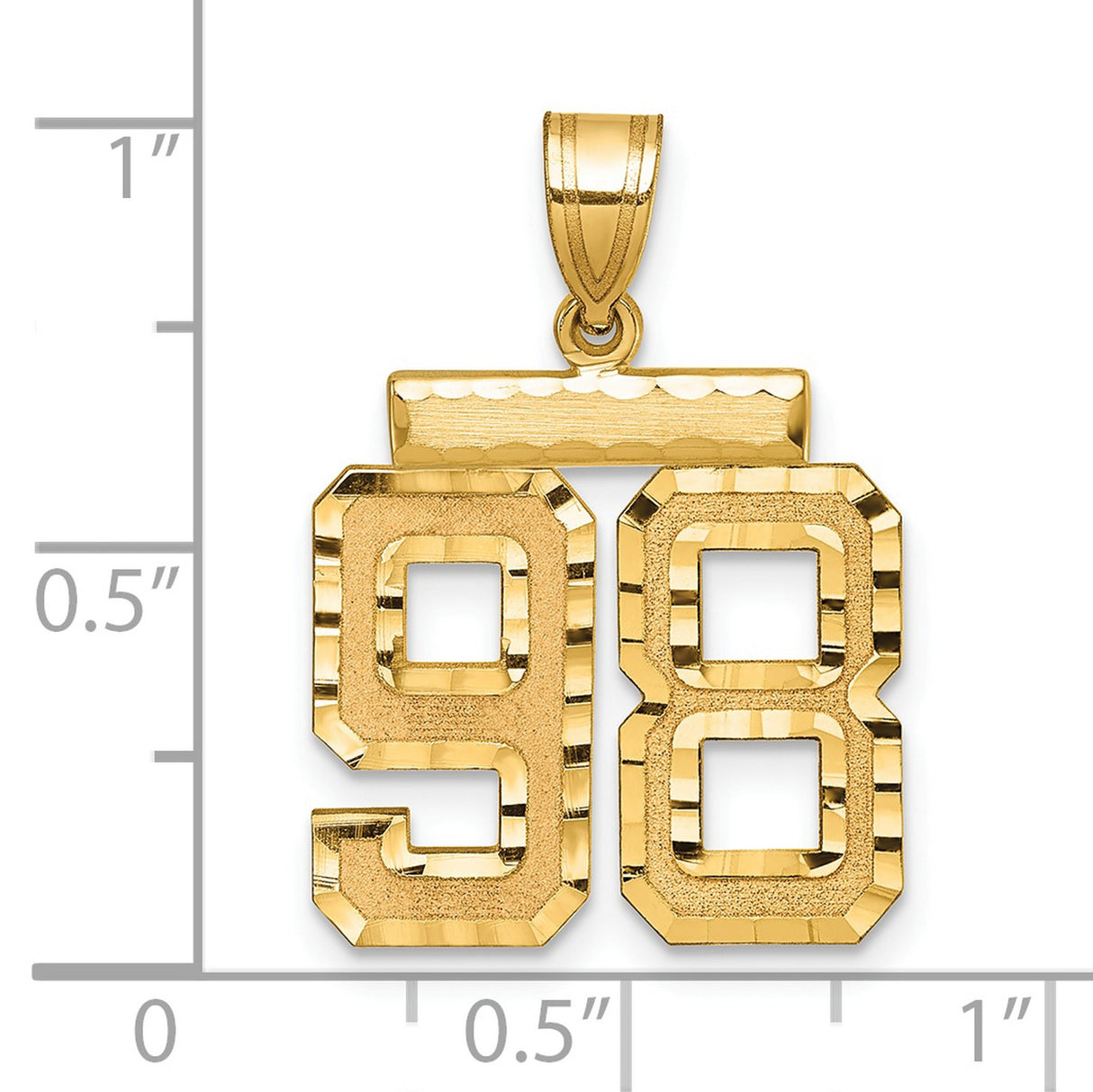 Medium Diamond-cut Number 98 Charm Pendant in Real 14k Yellow Gold