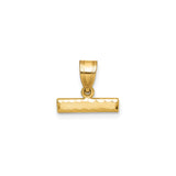 14k Yellow Gold Bar Pendant with Textured Finish and Polished Edge, Modern Minimalist Charm