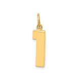 14k Yellow Gold Number One Pendant, Polished Modern Symbolic Charm for Women or Unisex Wear