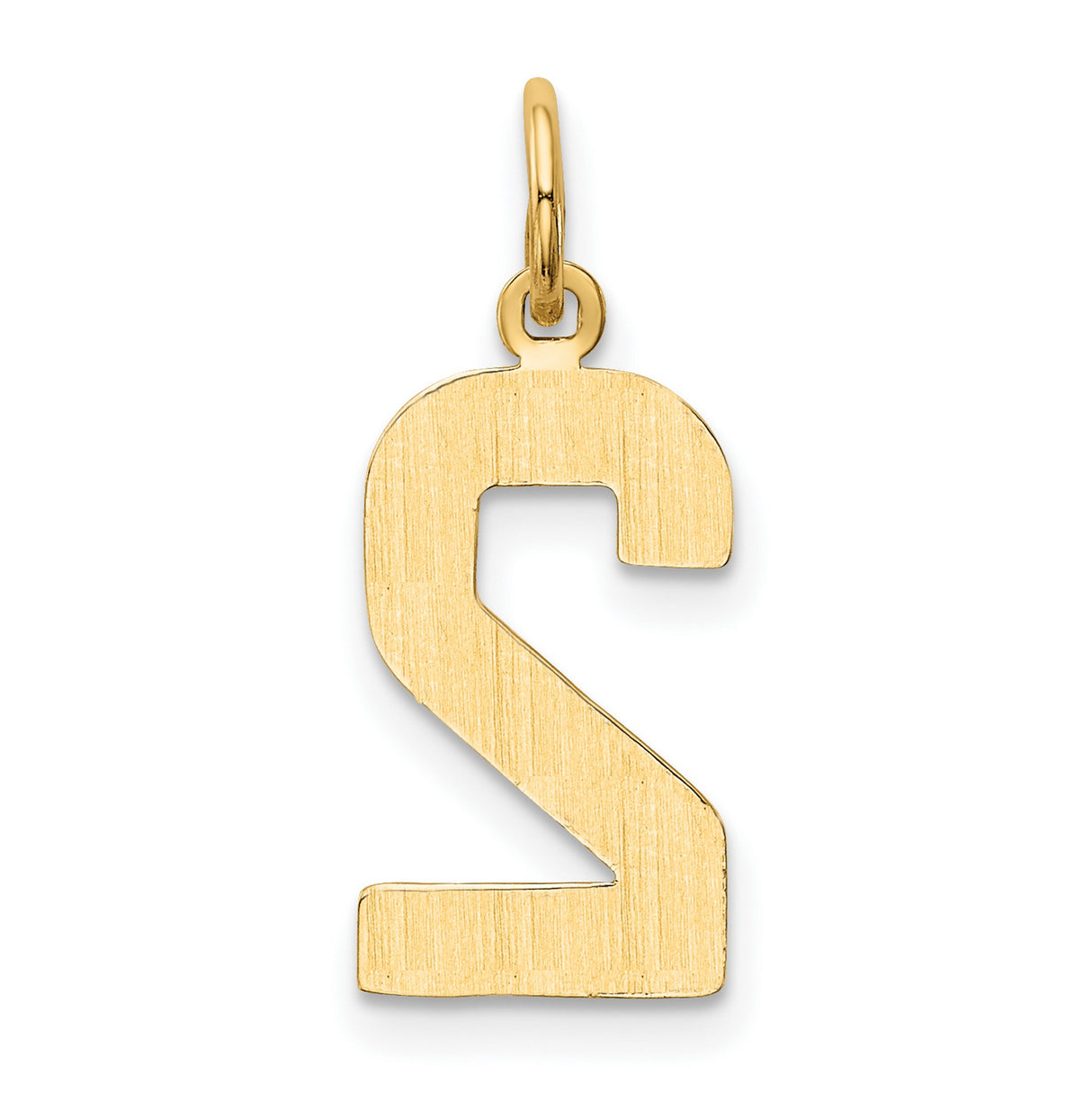 14k Yellow Gold Number 2 Pendant Charm, Polished Numeric Design, Minimalist Unisex Jewelry
