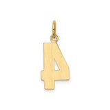 14k Yellow Gold Number 4 Pendant, Polished Medium Digit Charm, Unisex Numerology Jewelry