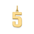 14k Yellow Gold Number Five Pendant, Clean Modern Numeric Charm, Minimalist Unisex Jewelry