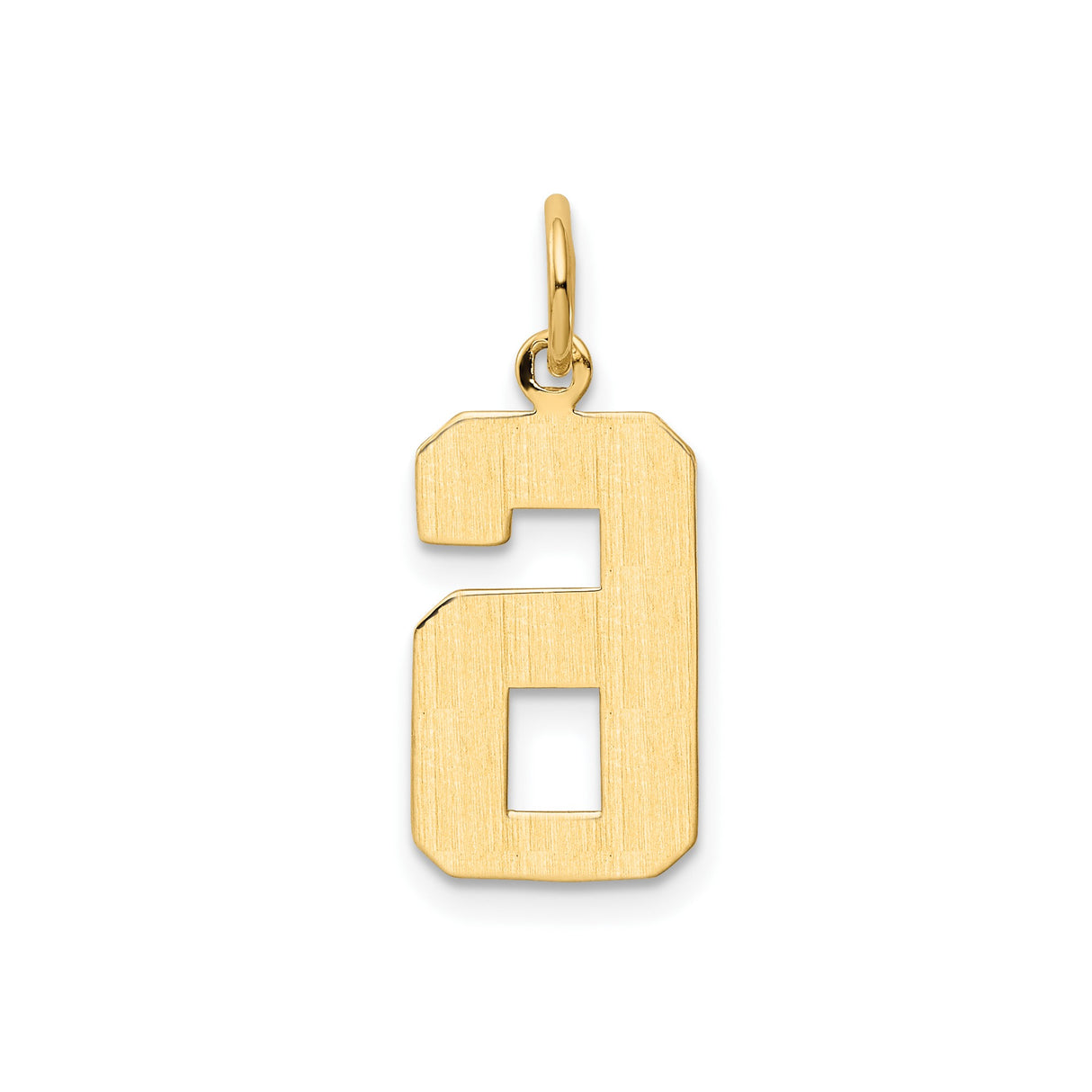 14k Yellow Gold Number 6 Pendant Charm, Bold Block Design, Unisex Jewelry