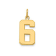 14k Yellow Gold Number 6 Pendant Charm, Bold Block Design, Unisex Jewelry