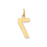 14k Yellow Gold Number 7 Pendant Charm, Polished Numeric Symbolic Jewelry for Women or Unisex