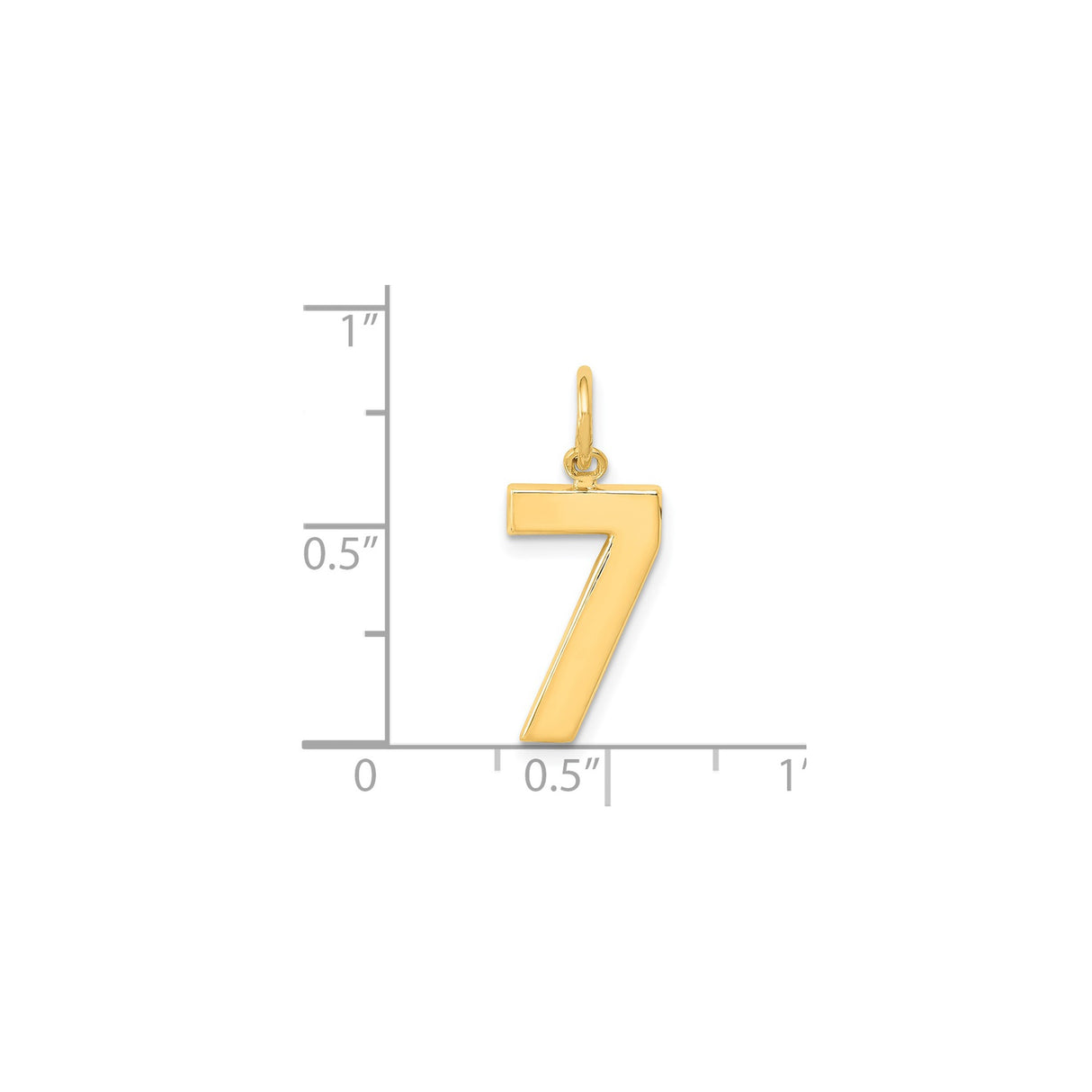 14k Yellow Gold Number 7 Pendant Charm, Polished Numeric Symbolic Jewelry for Women or Unisex