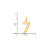 14k Yellow Gold Number 7 Pendant Charm, Polished Numeric Symbolic Jewelry for Women or Unisex