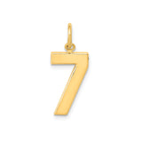 14k Yellow Gold Number 7 Pendant Charm, Polished Numeric Symbolic Jewelry for Women or Unisex