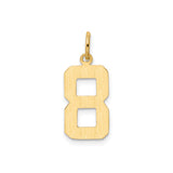 14k Yellow Gold Number 8 Pendant Charm, Open Cut Block Style, Unisex Numerology Jewelry