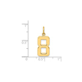 14k Yellow Gold Number 8 Pendant Charm, Open Cut Block Style, Unisex Numerology Jewelry