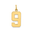 14k Yellow Gold Number 9 Pendant Charm, Bold Block Style, Unisex Jewelry