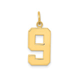 14k Yellow Gold Number 9 Pendant Charm, Bold Block Style, Unisex Jewelry