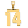 14k Yellow Gold Pendant, Bold Block Number 14 Design, Unisex Sports or Milestone Charm