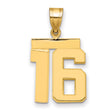 Medium Polished Number 16 Charm Pendant in Real 14k Yellow Gold