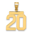 Medium Polished Number 20 Charm Pendant in Real 14k Yellow Gold