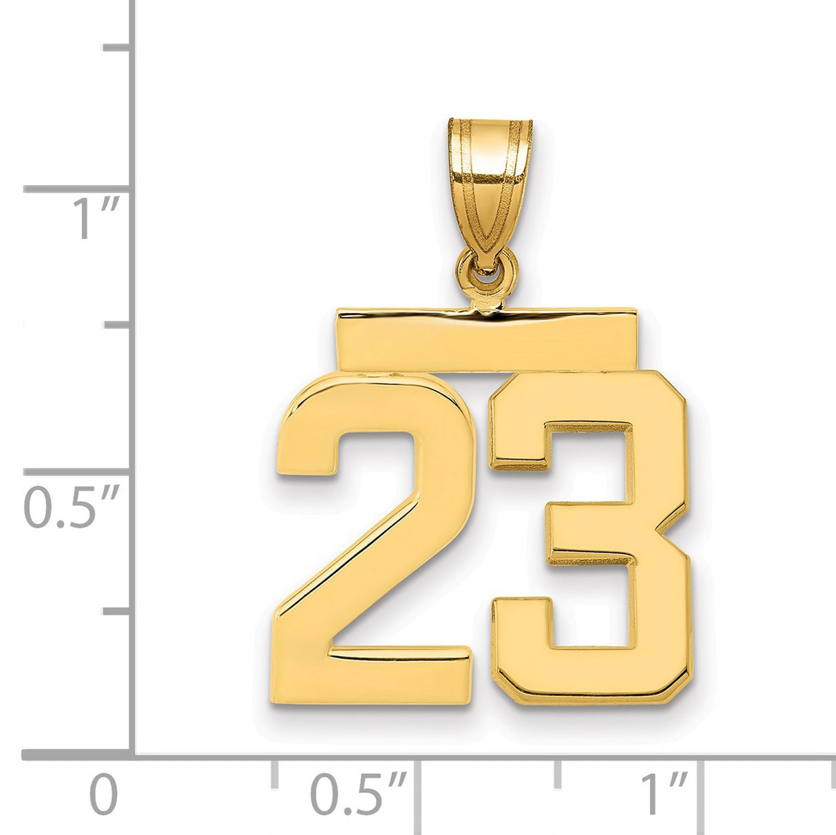 14k Yellow Gold Number 23 Pendant, Bold Sport-Inspired Charm for Men and Women