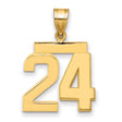 14k Yellow Gold Number 24 Pendant, Polished Block Charm, Unisex Sports Jewelry
