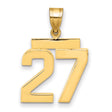 Medium Polished Number 27 Charm Pendant in Real 14k Yellow Gold
