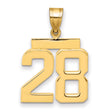 Medium Polished Number 28 Charm Pendant in Real 14k Yellow Gold