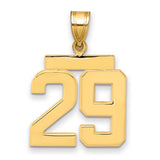 Medium Polished Number 29 Charm Pendant in Real 14k Yellow Gold