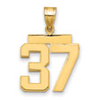 Medium Polished Number 37 Charm Pendant in Real 14k Yellow Gold