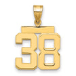 Medium Polished Number 38 Charm Pendant in Real 14k Yellow Gold