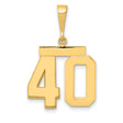 Medium Polished Number 40 Charm Pendant in Real 14k Yellow Gold